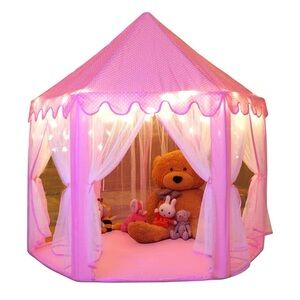 Monobeach New Princess Tent Girls Large Playhouse Castle Play Tent Star Lights